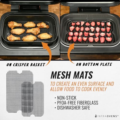 Reusable Liner Accessories for Ninja FG551 Foodi Smart XL 6-in-1 Indoor Grill Air Fryer, Crisper Basket Bottom Plate Nonstick Sheets, Replacement for Parchment Paper, Dishwasher Safe by INFRAOVENS