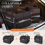 HOTOR Foldable Trunk Organizer - SUV, Sedan & Van Compatible, Sturdy Base Panel for Car Accessories, Black, 2 Compartments, 21.3"12.6"10.6"
