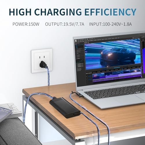 Replacement 150W HP Laptop Charger for HP ZBook 15 16 17 15u 15v G3 G4 G5 G6 G7 G8 G9 ZBook Studio G3 G4 G5 G6 G7 G8 OMEN by 15 17 Pavilion Gaming 15 17 AC Adapter Charger