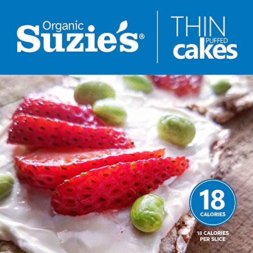 Suzie's Organic Brown Rice Cake Thins|12 Pack|Unsalted Sodium Free|USDA Organic, NON-GMO, Fat-Free, Sugar-Free, Gluten-Free|Low-Calorie Snack-16 Calories Per Slice|Bread & Cracker Replacement