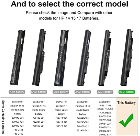 807956-001 807957-001 Replacement HS03 HS04 Laptop Battery for Hp 240 G4, 245 G4, 250 G4, 255 G4, 256 G4 Series fits Notebook 14 14G 15 15G HP 807611-421 807611-131 HSTNN-LB6U HSTNN-LB6V - 12 Months