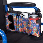 ISSYZONE Wheelchair Side Bag, Walker Pouch Bag with Cup Holder, Wheelchair Armrest Accessories for Walker, Rollator, Electric Scooter Wheelchairs, Ideal Gift for Mother's Day & Father's Day (Orange)