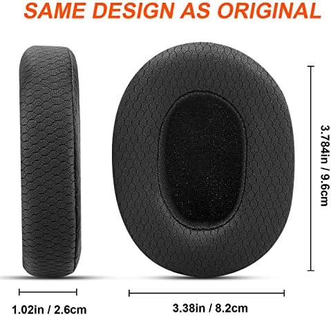 Gvoears Replacement Ear Pads Cushions for Skullcandy Crusher Wireless, Crusher ANC/EVO, Hesh ANC/EVO, Hesh 3, Also Fit for Skull Candy Venue Wireless ANC Headphone Mesh Fabric Black