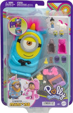 Polly Pocket & Minions Playset with 1 Doll, 2 Minions Figures & Fluffy The Unicorn Toy, Collectible Compact with 9 Accessories