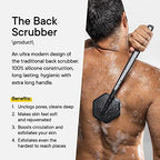 Tooletries - Silicone Back Scrubber - Exfoliating Shower Brush, Back Washer for Men, Durable Back Brush with Long Handle - Long Lasting Bath & Shower Accessories - Charcoal