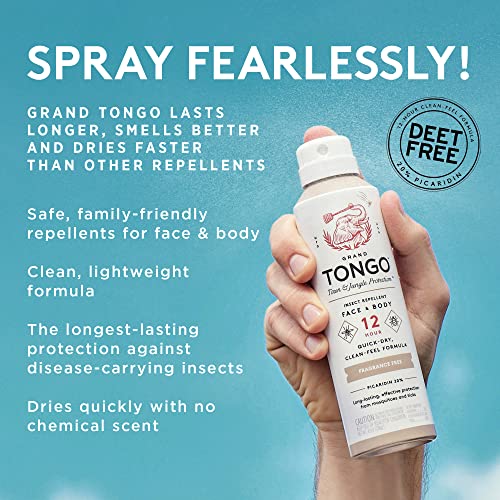 Grand Tongo DEET-Free Insect Repellent with Picaridin, The 12 Hour Protection, DEET Alternative - Citrus + Sandalwood
