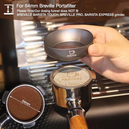 MEION 54mm Dosing Funnel for Breville Portafilters, Magnetic Espresso Dosing Funnel Coffee Funnel, Espresso Tools Espresso Accessories (54mm, Silver)