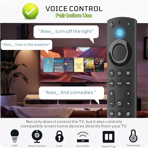 Replacement Voice Remote for Insignia, Toshiba, AMZ 2-Series, 4-Sereis, Omni, Pioneer, TCL, Hisense Smart TVs, for Streaming Devices, 1-Year Warranty, Compatible with Fire Smart TV