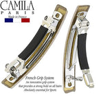 Camila Paris CP3029 French Hair Barrette Clip for Girls, Set of 2 White Rubberized Metal Clasp Strong Hold Grip Hair Clips for Women, No Slip Durable Styling Girls Hair Accessories, Made in France