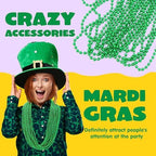 JOYIN 120 PCS St Patrick Green Bead Necklaces, Mardi Gras Beads Necklace, Lucky Green Beaded Necklaces Bulk for Saint Patrick's Day Accessories, St. Patrick's Day Party Favor Supplies