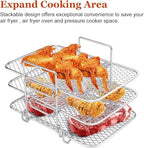 Air Fryer Rack for Ninja Dual Air Fryer Stainless Steel Air Fryer Accessories Three Layer Dehydrator Rack Stackable Grill Rack Air Fryer Racks for Ninja Foodi DZ201/DZ401(7.5x4.5x5.1inch)
