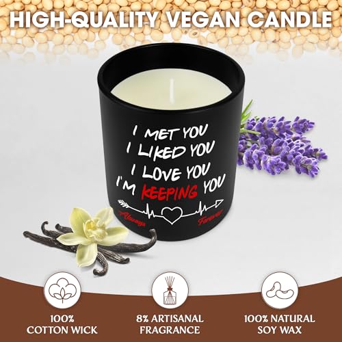 TEEZWONDER Anniversary Wedding Gifts - Valentines Day, Christmas, Birthday Gifts for Him, Her, Couple Gifts for Boyfriend, Girlfriend, Husband and Wife Gifts - Vanilla Lavender Scented Candles 10 oz