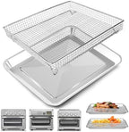 GCQ Air Fryer Basket Tray for Cuisinart TOA-60 TOA-65 TOA-70 Toaster Air Fryer Convection Oven, 12.4 * 11'' Mesh Air Fryer Steel Basket Wire Rack Accessories Parts, Dishwasher Safe