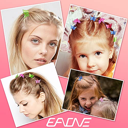 EAONE Sparkly Mini Butterfly Clips, Glitter Colorful Mini Hair Claw Clip for Girls and Women, 90s Y2K Cute Hair Styling Accessories, More than 10 Asscorted Colors, Set of 50