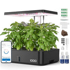 iDOO Hydroponics Growing System Kit 12Pods, Christmas Gifts for Women Mom, Herb Garden Indoor with LED Grow Light for Home, Built-in Fan, Auto-Timer, Adjustable Height Up to 11.3", 12Pods WiFi-Black