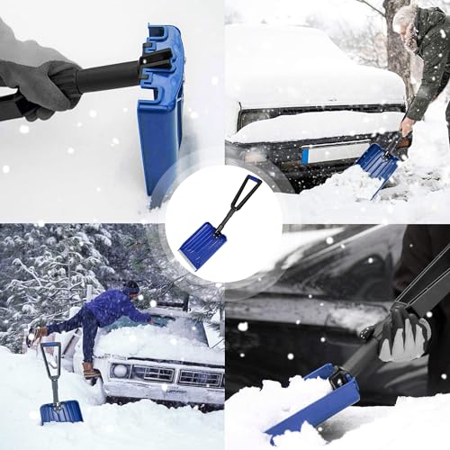 ORIENTOOLS Collapsible Snow Shovel with D-Grip Handle and Durable Aluminum Edge Blade, Portable Snow Shovel for Your Car, Truck, Recreational Vehicle, etc. (Blade 11")