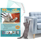 20pack Cat Scratch Deterrent Tape, Cat Scratch Furniture Protector, Clear Double Sided Anti Scratching Sticky Tape Couch Protector for Cats Training Tape, Cat Repellent for Furniture