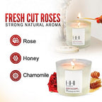 Rose Candle | Rose Scented Candles All-Natural Soy Candle | Fresh Cut Roses | Transports You to Your Rose Garden | Large 8 Ounce one Wick Candle | Includes Bamboo Lid and Gift Box | HHI Candles