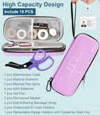MEUUT 15 pcs Stethoscope Case Kit, Perfect Nurse Gift Include Stethoscope Case, Medical Scissors, Penlights with Batteries, Bandage Wraps, Badge Holders for Nurse Accessories for Work