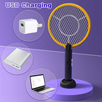 PALONE Electric Fly Swatter 4000V Bug Zapper Racket 2 in 1 Fly Swatter Electric Fly Zapper Racket with 3 Layers Safety Mesh USB Rechargeable Insect Racket for Mosquitoes Flies Gnats (Yellow/Black)