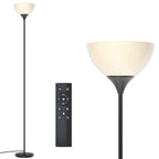 PESRAE Floor Lamp, Remote Control with Stpeless Color Temperatures and Brightness, Torchiere lamp for Bedroom, Living Room, Bulb Included (Matte Black)