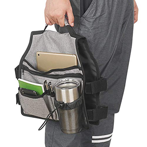 Side Walker Bags,Walker Organizer Pounch for Rollator and Folding Walkers,Walker Side Accessories for Elderly, Seniors, Handicap, Disabled (Double Sided) (Grey)