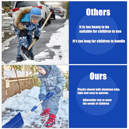 2 Pack Kids Snow Shovel, Detachable 27.5-36.5 inch Plastic Snow Shovel for Kids, Adjustable Winter Shovel Beach Shovels for Outdoor Yard Garden Activities