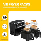 Ninja Dual Air Fryer Accessories, 2Pcs Air Fryer Rack, BBQ Rack with 4 Skewers, for Ninja Foodi DZ201 DZ401 and Ninja 8QT-10QT Air Fryers, 100 Paper Liners - 5Pcs Set