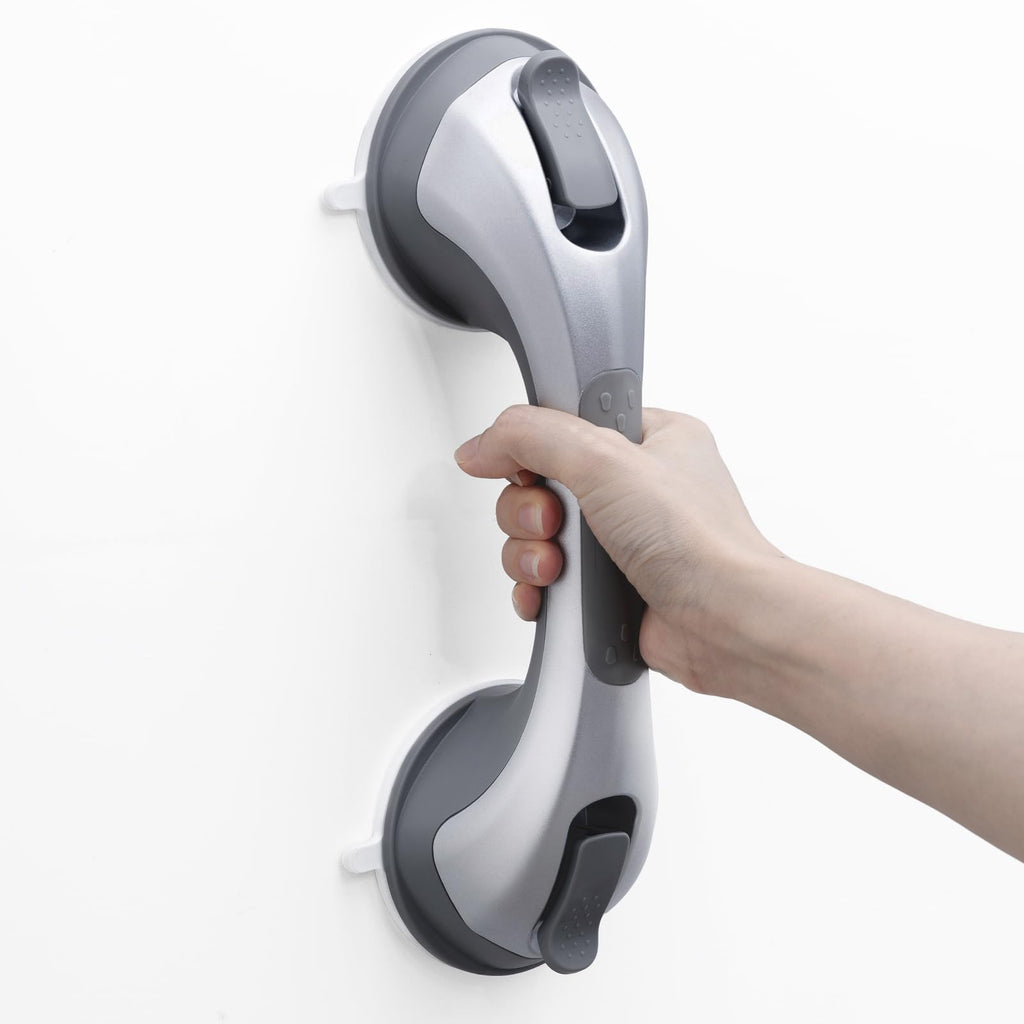 TAILI Shower Grab Bar, 12 Inch Shower Handle for Bathtubs and Showers for Elderly, Suction Grab Bars for Seniors Bathroom Safety Handle for Elderly, No Drilling Removable, Silver