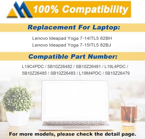 L19C4PDC L19M4PDC Battery Replacement for Lenovo Ideapad Yoga 7-14ITL5 82BH 7-15ITL5 82BJ Series Laptop 5B10Z26482 SB10Z26481 L19L4PDC 5B10Z26485 SB10Z26483 5B10Z26479 15.36V 71Wh 4675mAh