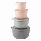 COOK WITH COLOR Prep Bowls with Lids- Wide and Deep Nesting Plastic Small Mixing Bowl Set with Lids, 8 Piece Set - Deep Bowls, Grey/Pink