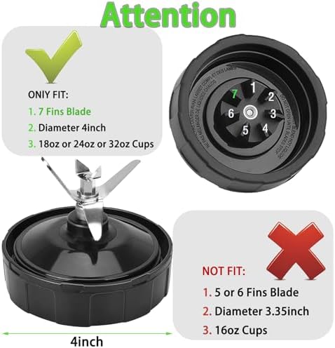 2 Packs Ninja Blender Cups &7 Fins Ninja Blender Blade Replacement Compatible with BN401 BN751 BN801 BL642 BL480-30 BL490-30 BL640 CT680 CT640C CT641 NN100 NN210 NN102 BL2012