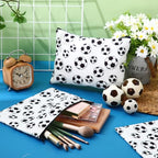 Eccliy 20 Pcs Soccer Makeup Bag Cosmetic Bag Canvas Gifts Sport Soccer Themed Accessories for Girls Toiletry Pouch with Zipper for Women Party Shopping Home Travel, 9 x 7 Inch