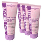 Fresh Body FB Fresh Breasts Anti-Chafing Deodorant Lotion to Powder, 3.4 Fl Oz (4 Pack) Anti Chafe Cream Whole Body Deodorant for Women, Inner Thighs & Areas that Sweat, No Talc, Aluminum & Fragrance