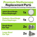 Durabasics Classic 3, Cardiology 3 & Cardiology 4 Accessories Kit for Littman Stethoscope Replacement Parts & Littmann Stethoscope Parts - Fits Classic III, Cardiology III & IV - Grey