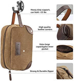 emissary Men's Toiletry Bag, Leather and Canvas Travel Toiletry Bag, Dopp Kit for Men, Travel Bathroom Bag Men's Shaving Kit, Travel Kit Small Bags for Men, Shaving Bag for Travel Accessories (Brown)