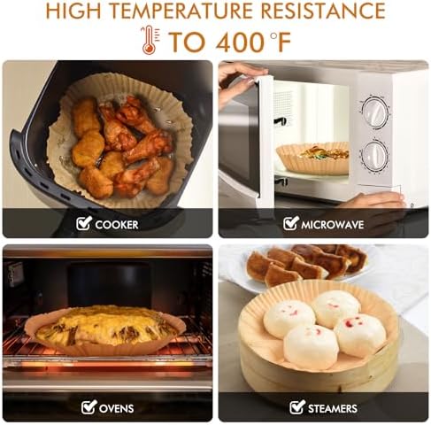 Air Fryer Paper Liners for Ninja, 100Pcs Air Fryer Liners Disposable Non-stick Parchment,Oil-proof Air Fryer Accessories for 3-5 QT Air Fryer, Microwave, Round,6 inch