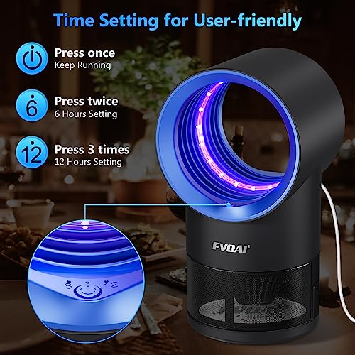FVOAI Fly Traps Indoor for Home, Fruit Trap Indoors Bug Zapper M3 Insect with Suction, Time Setting, Light & 10 Pcs Sticky Glue Boards (Blue)