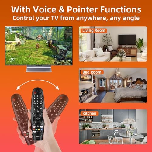 Replacement for LG Remote for LG Smart TV from 2018-2023. for Magic LG TV Remote Replacement MR20GA with Voice and Pointer Function. for LG WebOS ThinQ AI UHD OLED 4K Models. 2-Year Full Warranty.