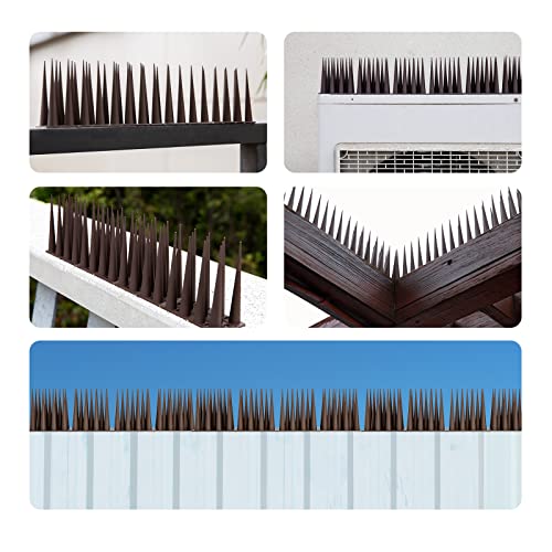 OFFO Bird Spikes Pigeon Outdoor Spikes for Cat Keep Birds Raccoon Off Covers 60 Feet, Brown