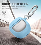 SURITCH Protective Case for Bose QuietComfort Earbuds II 2022 / QuietComfort Ultra 2023, Shockproof Case Cover for Bose QC ii 2 Charging Case Accessories with Carabiner, Blue