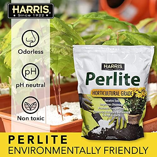 Harris Premium Horticultural Perlite for Plants and Gardening, 8qt to Promote Root Growth and Soil Health White