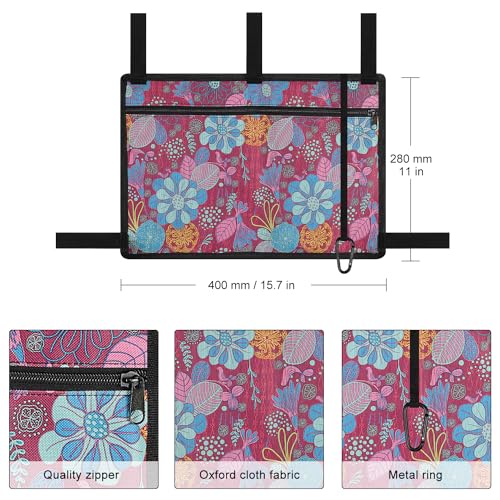 supregear Accessories Bag for Walker, Wheelchair, Rollator for Seniors, w/Cup Holder-Folding Walker Basket Large Capacity Waterproof Walker Caddy Pouch (Purple Floral)