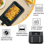 BYKITCHEN Air Fryer Rack for Ninja Dual Airfryer, 3pcs Stackable Stainless Steel Dehydrator Rack, Rectangle Double Air Fryer Accessories, Ninja Dual Airfryer Accessories