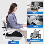 X Large Memory Foam Seat Cushion Lumbar Support Pillow for Sciatica & Tailbone Pressure Relief Coccyx Pad for Office Chair, Car,Wheelchair,Home,Office