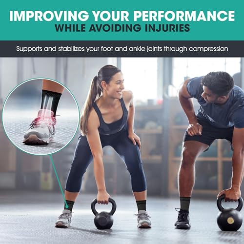 Modvel Compression Socks for Plantar Fasciitis, Achilles Tendonitis Relief - Ankle Compression Sleeve for Heel Spurs, Foot Swelling, Fatigue & Sprain - Arch Support Brace for Work, Gym, Sports, Foot Gear