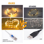 Fairy Lights 66 ft 200 LED USB Twinkle String Lights Plug in Silver Wire Lights with Remote and Timer 8 Modes Outdoor Waterproof Starry Lights DIY Party Wedding Christmas Decoration（Blue）