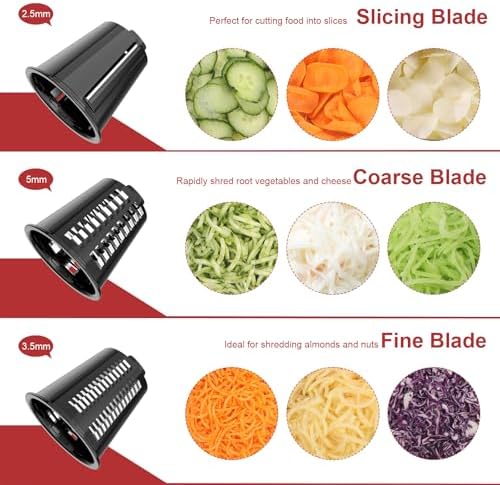 Slicer Shredder Attachment for Kitchen Aid Stand Mixer, Cheese Grater Attachment for Kitchen Aid Stand Mixer, Salad Maker Accessory for Kitchenaid, Vegetable Slicer Accessories with 3 Blades