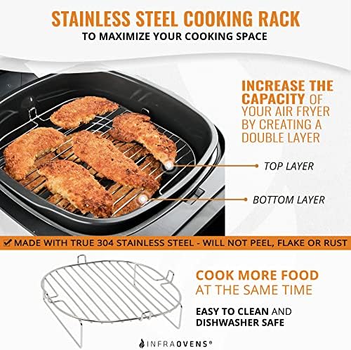 Air Fryer Accessories Compatible with Gourmia, Ninja Foodi, Nuwave® Brio, Paula Deen, Philips, Power XL + More, Air Fryer Rack, Air Fryer Cheat Sheet Guides, Air Fryer Liners and Cleaner Brush