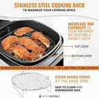 Air Fryer Accessories Compatible with Gourmia, Ninja Foodi, Nuwave® Brio, Paula Deen, Philips, Power XL + More, Air Fryer Rack, Air Fryer Cheat Sheet Guides, Air Fryer Liners and Cleaner Brush